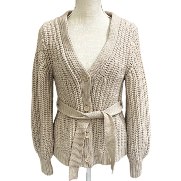 & OTHER STORIES LOS ANGELES ATELIER Chunky Wool Belted Cardigan Sweater - XS - Picture 3 of 14